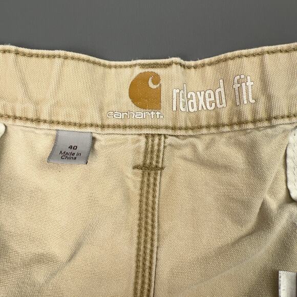Carhartt Cargo Shorts Mens 40 Khaki Relaxed Fit Thrashed Utility Work Wear - Picture 11 of 12